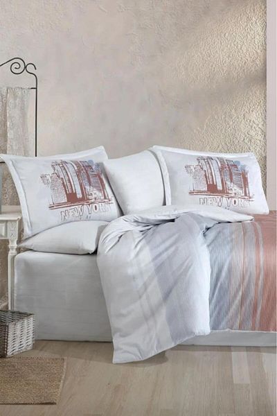 Hobby Pink Aden Cotton Satin Double Duvet Cover Set