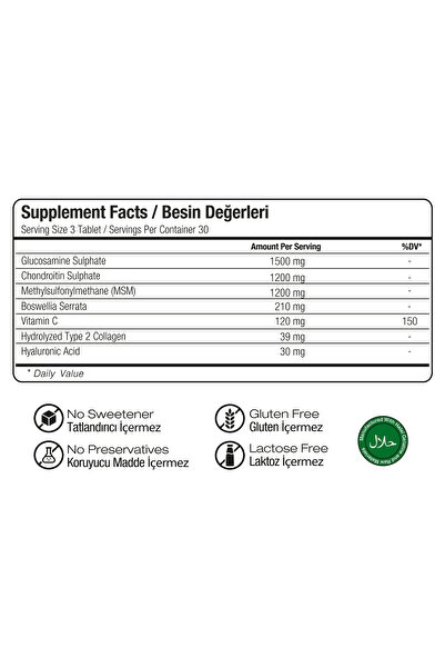WiseLab Glukozamin & Kondroitin & Msm Tip 2 90 Tablet