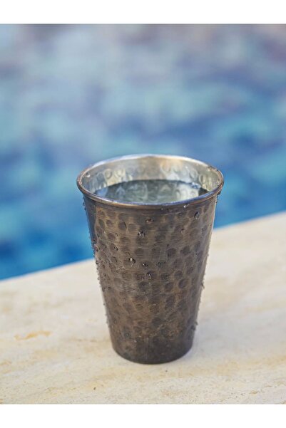 Bakır Concept Copper Mug Cup Hammer Tattooed Flat Model Oxide Color Set of 2