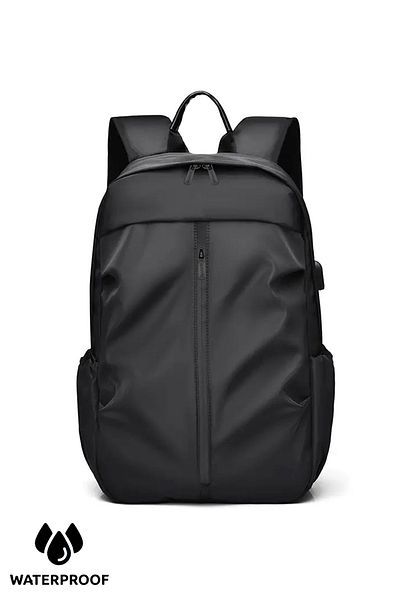 D'VERS Notebook și rucsac negru cu fermoar din material hidrofug
