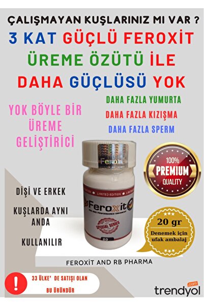 FEROXİT Özel Seri Üreme ve Kızıştırıcı 20 gr Tüm Kuş Türlerinde Kullanılır