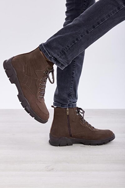 derinet Hakiki Deri Bağcıklı Erkek Bot