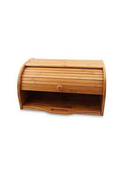 ALLEGRI Natural Bamboo Bread Storage Box Basket with Sliding Sliding Lid Larg...