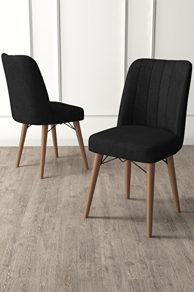 odrina Tezun Serisi 4 Adet Siyah Mutfak Sandalyesi 1. Sınıf Kumaş Pinotex Ayaklı Sandalye