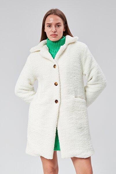 Transacoustic Palton negru de damă cu trei nasturi