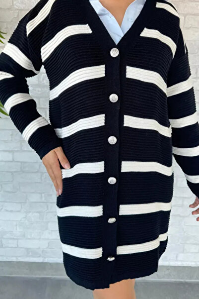 Trade Bazaar Cardigan din tricot cu dungi din material premium