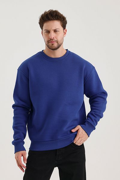 COMBİNE MİCHAİL Мъжки суитшърт Saks Cotton Crew Neck Oversize Raised Basic