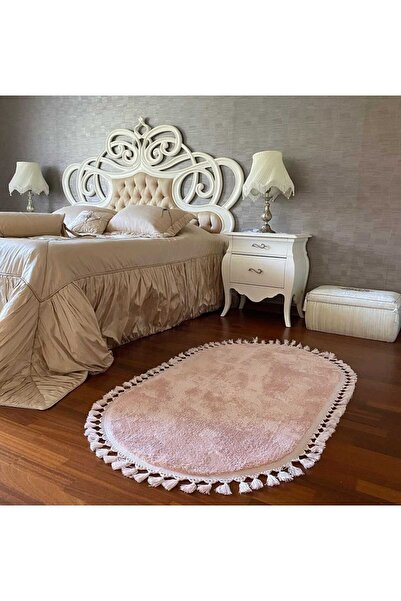 New Color Peluş Puffy PEMBE Yıkanabilir Kaymaz Oturma Odası Salon Mutfak Antr...