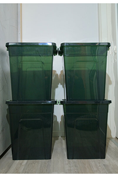 biedda 55 Litre Green Plastik Kilitli Kapaklı Dikey Derin Saklama ve Düzenleme Kutusu