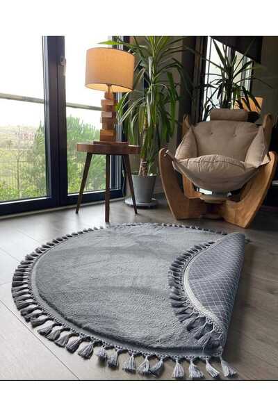 New Color Peluş Puffy GRİ Yıkanabilir Kaymaz Oturma Odası Salon Mutfak Antre ...