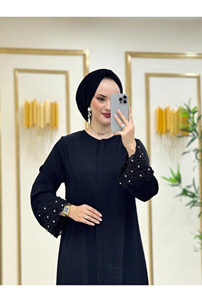 EfsaModa Kolları İşlemeli Dubai İpeği Ferace