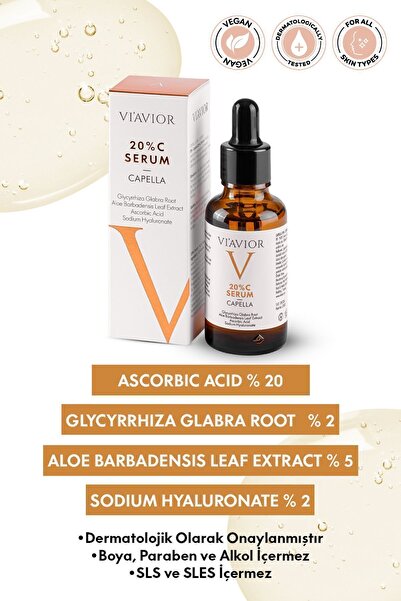 Genel Markalar C Vitamini Cilt Serumu Capella Vegan Aydınlatıcı Ton Eşitleyici Leke Karşıtı 30ml Viavior