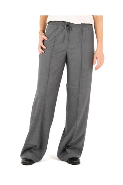 Portakal Esintisi Loose Cut Front Stitched Premium Women's Trousers with Elastic Waist