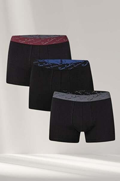 Pierre Cardin Men's Black Colored Elastic 3-Piece Boxers