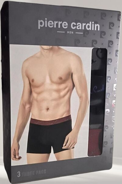 Pierre Cardin Men's Black Colored Elastic 3-Piece Boxers