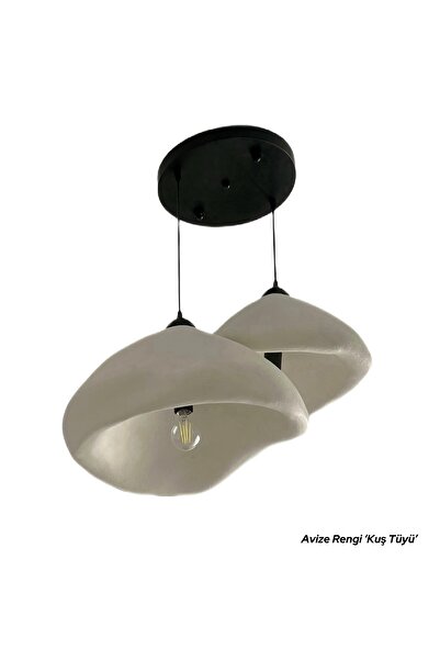 Lunalore 2 Li Beton Görünüm Bohem Tarzı Rustik E27 Sarkıt Avize