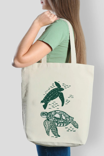 APRENDİ Geantă din pânză cu design Turtle Sea Turtle