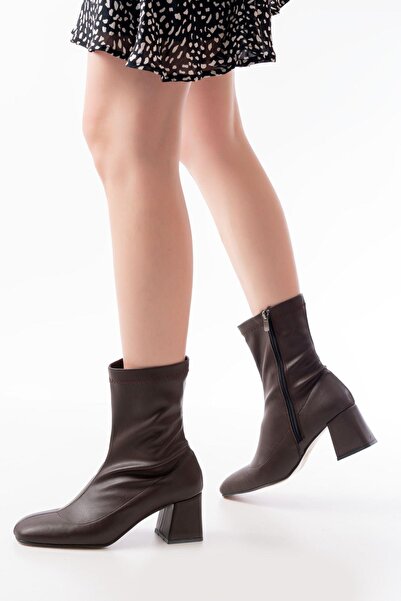 Aymood MSK-033 Жіночі черевики на підборах з коричневою блискавкою