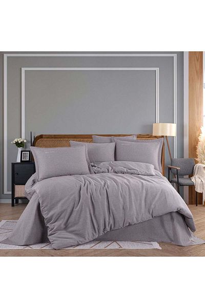 Hobby Yarn Dyed Double Duvet Cover Set - Brown