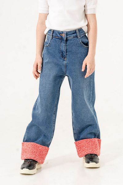 GİYİCEM Blue Plush Girls' Jeans