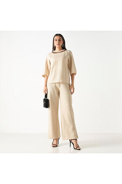 Iconic Textured Pants with Elasticised Waistband