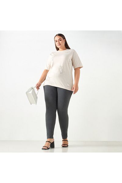 Ulla Popken Plus Size Ulla Popken Leggings with Elasticated Waistband