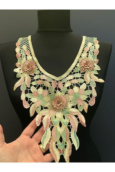 Gönülden Tasarım APLICAȚIE DE CUSUT GOLĂ DE ÎMbrăcăminte FLORE DE BORDURĂ 37X26 CM