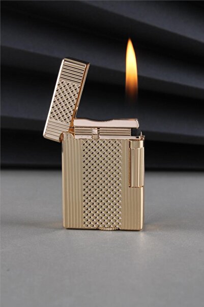 Silvio Monetti Kabartmalı Kapaklı Alevli Sarı Desenli Gazlı Çakmak CAKSM067T