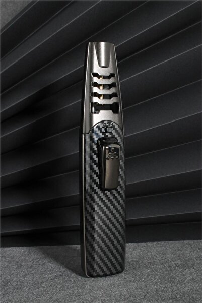 Silvio Monetti Siyah Renk Güçlü Karbon Desen Metal Başlık Pürmüz Gazlı Çakmak 24csm898mr01