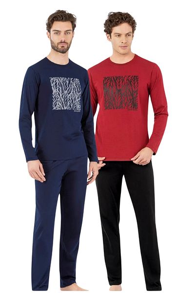 Pierre Cardin Men's Combed Cotton Pajamas Set Home Wear