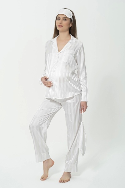 d Kit Boutique طقم بيجامة للحوامل بأكمام طويلة من الجاكار مكون من 5 قطع