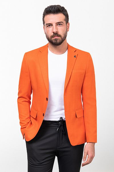 Mcr Straight Slim Fit Mono Collar Men's Jacket Orange - 40281.23Y