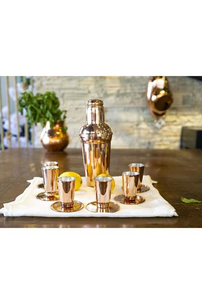 Bakır Concept Copper Shot Glasses Mexican Model Silver Color Set of 2
