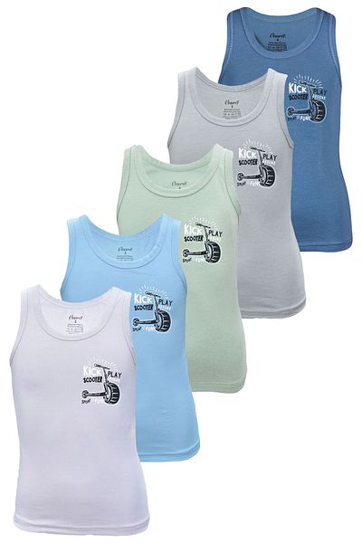 Onurel Boy's 5 Pack Mixed Color Scooter Printed Lycra Tank Top