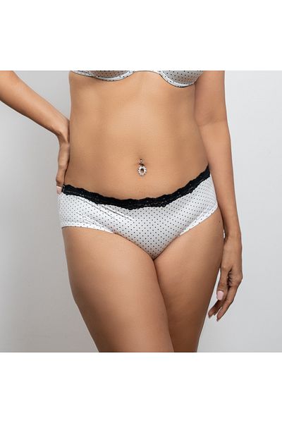 Aadaraya All-Over Polka Dot Print Bikini Briefs with Lace Detail