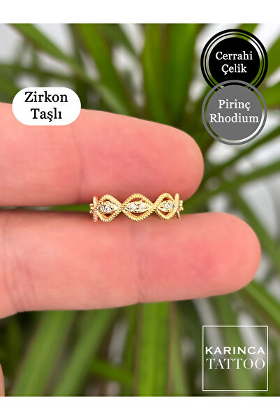 Karınca Piercing Elegance Rhodium Cerrahi Çelik Zirkon Taşlı Earcuff Orbital Conch Piercing Kulak Halka Küpe