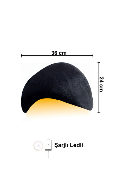 Lunalore Lore Serisi Aplik - Şarjlı Ledli - 36 cm - Siyah