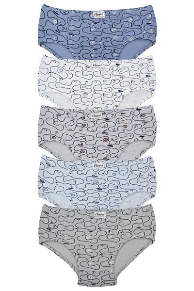 Onurel Pachet de 5 chiloți din lycra colorați cu model de lanț pentru băieți