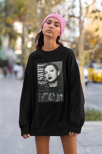 SEVBANO Hanorac oversize pentru cântăreț unisex cu imprimeu roșu Taylor Swift