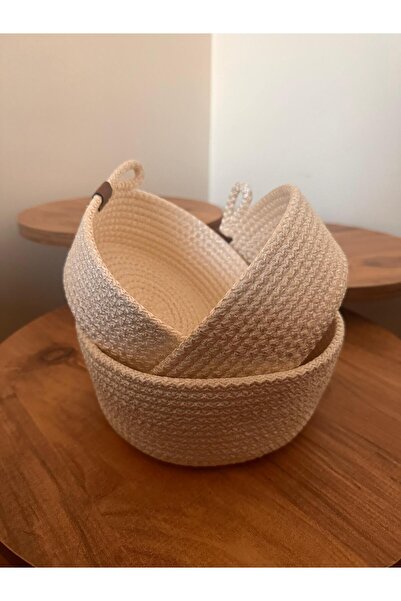 Home Hasır Sepet, Çok Amaçlı 3lü El Yapımı Organizer Sepet