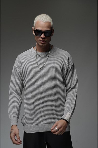 Butik Crew Neck Oversize Jacquard Knitwear Sweater