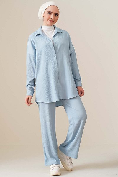 Bigdart T5858 Gestricktes Hijab-Doppelset – Hellblau
