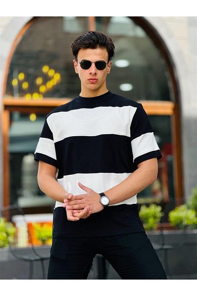 Miron Oversize κοντομάνικο μπλουζάκι - Ασπρόμαυρο 2421