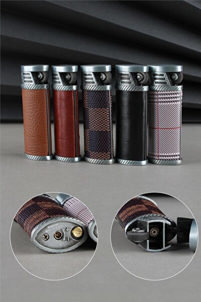 Silvio Monetti Suni Deri Kaplama Özel Tasarım Kapaklı Güçlü Torch Siyah Gazlı Çakmak Caksm026t