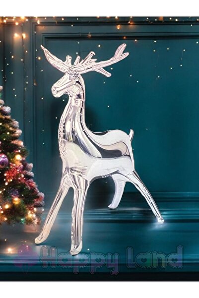 Happyland New Year's Silver Deer 3D Foil Balloon Standing Deer Balloon 37 Inc...