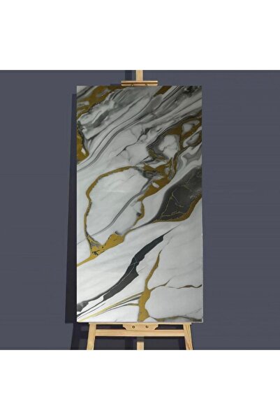 Gerçektrend 30x60 Kendinden Yapışkanlı Beyaz Siyah Gold Desen Kauçuk Taban Du...