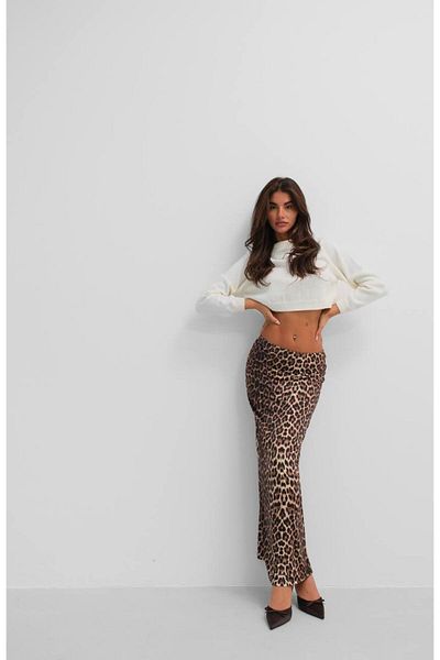 Secret Passion Lingerie New Season Trend Γυναικεία μάξι φούστα με ψηλόμεσο στάμπα λεοπάρ 24W02020