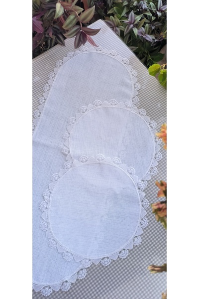 MODATU 3 parça beyaz yatak odası/ makine işi iğne oyası güpürlü