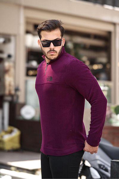 Miron Φούτερ Unisex Embroidered Cherry Fleece - Stand γιακά και μισό φερμουάρ - 2321