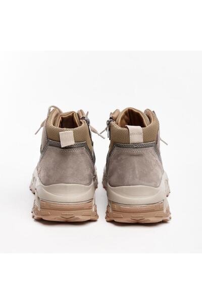 derinet Bağcıklı-Fermuarlı Hakiki Deri Erkek Bot